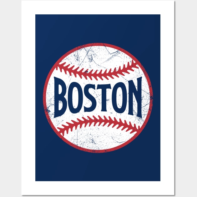 Boston Retro Baseball - Navy Wall Art by KFig21